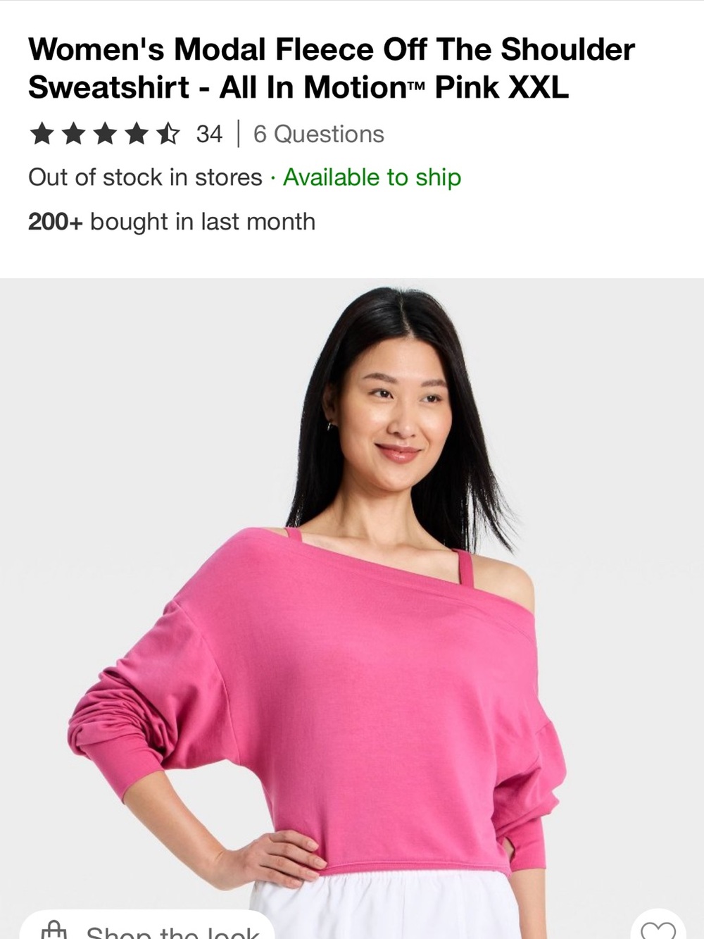 all in motion Pink Off-Shoulder Modal Cotton Sweatshirt - Picture 3 of 14